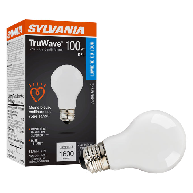 Sylvania LED15A19DIMO95013YTLRP LED A19 Lamp Medium E26 Base 15W 1600Lm 90 CRI 5000K 120V Frosted Finish TruWave (42290)