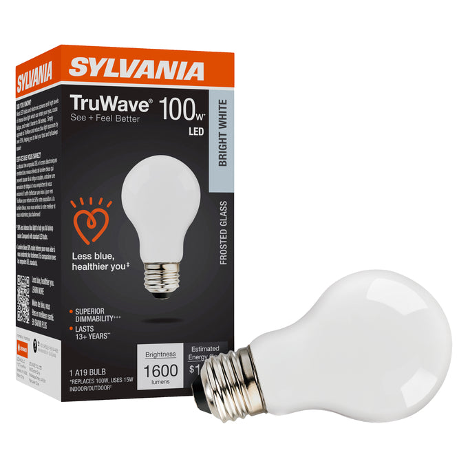 Sylvania LED15A19DIMO93513YTLRP LED A19 Lamp Medium E26 Base 15W 1600Lm 90 CRI 3500K 120V Frosted Finish TruWave (42294)