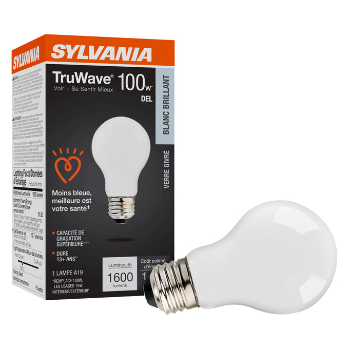 Sylvania LED15A19DIMO93513YTLRP LED A19 Lamp Medium E26 Base 15W 1600Lm 90 CRI 3500K 120V Frosted Finish TruWave (42294)