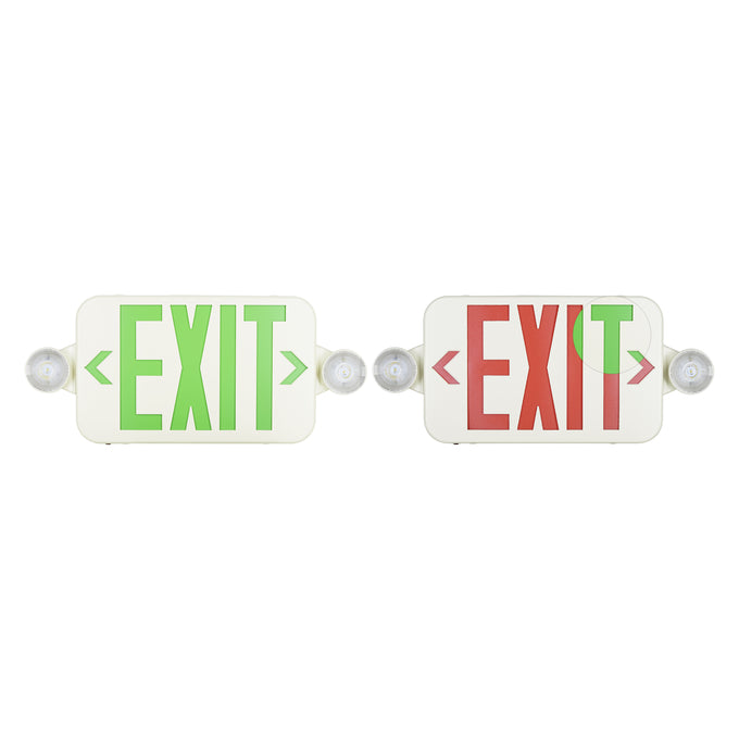 Sylvania EXV/THR/WH/RSD Exit/Emergency Light Combination Value Class Red Or Green Optional Letters 120/277V Round Heads White Remote Capable Self Diagnostic 2.0W (66070)