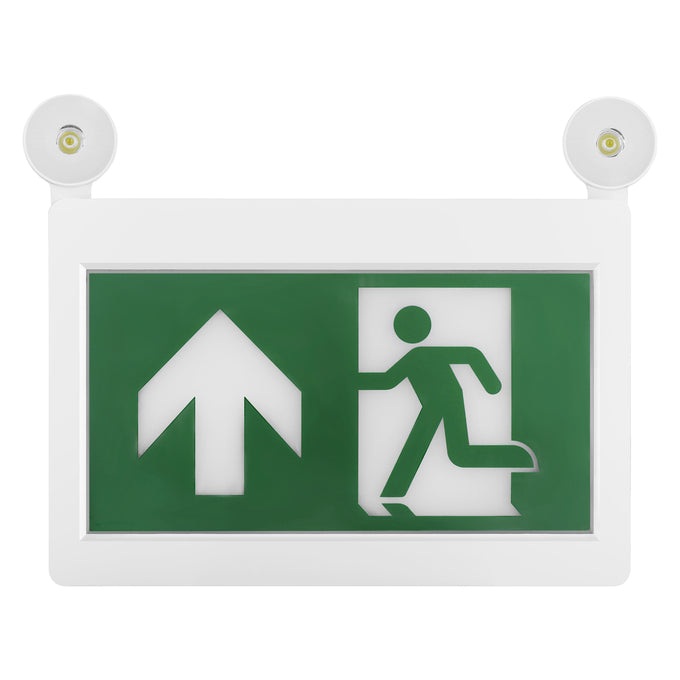 Sylvania EXV/RM/THR/WH/RSD Exit/Emergency Light Combination Value Class Running Man Green 120/347V Round Heads White Remote Capable Self Diagnostic 2.8W (66071)