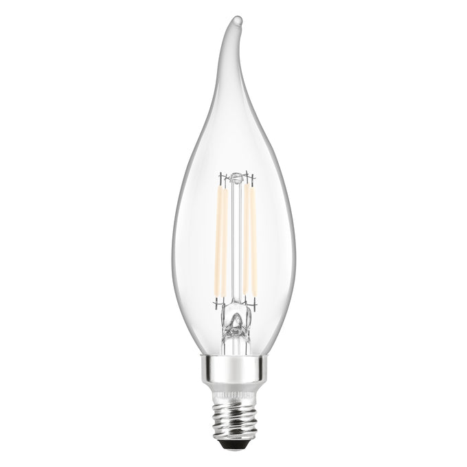Sylvania LED5.5B10CDIM835FILWHRP4 LED B10 Lamp E12 Base 5.5W 3500K 500Lm 120V 80 CRI Dimmable White Filament Clear Glass 4-Pack Priced Per Each (42580)