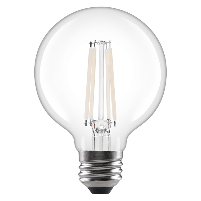 Sylvania LED5G25DIM835FILWHRP2 LED G25 Lamp E26 Base 5W 80 CRI 500Lm Dimmable 3500K 120V White Filament Clear Glass 2-Pack Priced Per Each (42581)