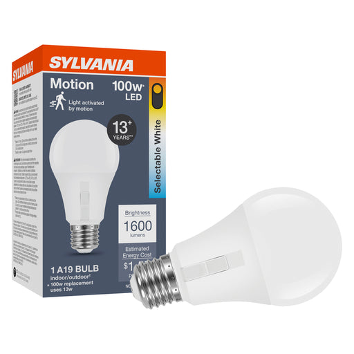 Sylvania LED13A19MOT8SC3RP LED A19 Lamp E26 Base 13W CCT Selectable 2700K/3000K/3500K/4000K/5000K 80 CRI 1600Lm 120V Frosted (42562)