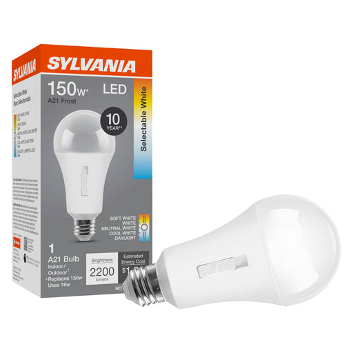 Sylvania LED16A21O8SC310YVRP LED A21 Lamp Medium E26 Base 16W 80 CRI 2200Lm CCT Selectable 2700K/3000K/3500K/4000/5000K 120V (42596)