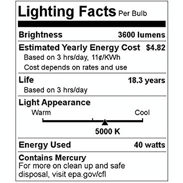 SATCO/NUVO HyGrade 48 Inch 40W T10 Fluorescent 5000K Natural Light 3600Lm 88 CRI Medium Bi-Pin G13 Base (S7928)