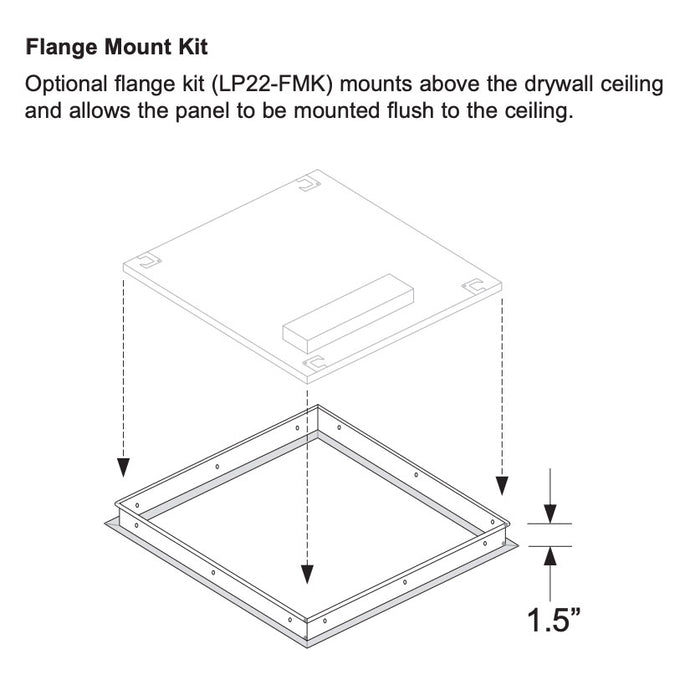 Trace-Lite 2X2 Foot LED Ultra-Thin Flat Panel Flange Mounting Kit (LP22-FMK)