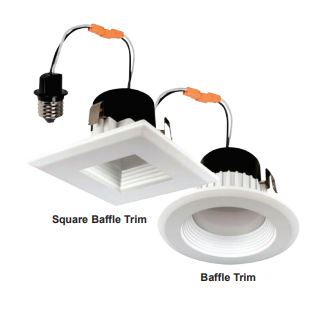 Trace-Lite 3-1/2 Inch LED Trim 3000K Round Baffle White Finish (BRK-LED350-BW-3K)