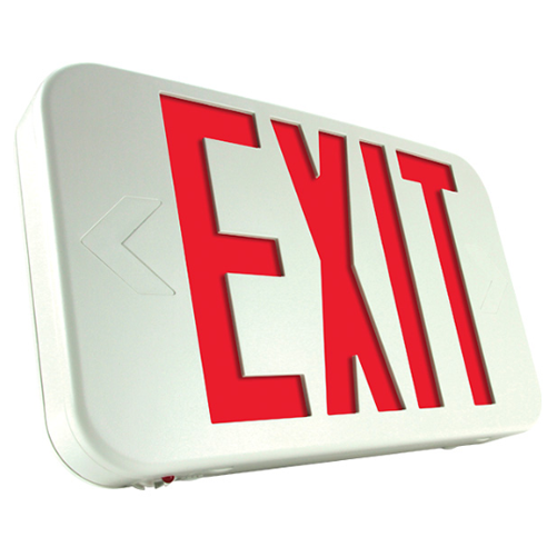 Exitronix Thermoplastic LED Exit Sign Green LED Nickel Cadmium Battery White Finish (ILX-G-EM-WH)
