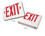 Exitronix Thermoplastic LED Exit sign Universal Red Letters Ni-Cd Battery White Enclosure 6W Remote Capacity With Mounting Canopy Damp Rated (VEX-U-BP-WB-WH-R6)