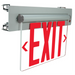 Exitronix Universal LED Edge-Lit Exit Sign Single/Double Face Red Letters Less Battery Surface/Recessed Mount Brush Aluminum Gray Endcaps (S900U-LB-SR-R-AG)