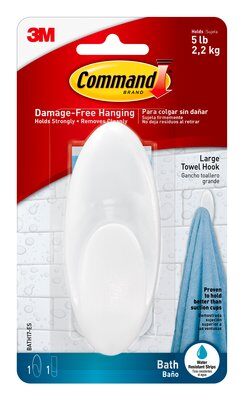 3M - 95839 Command Large Towel Hook With Water-Resistant Strips Bath17-Es Clear Frosted (7000144760)