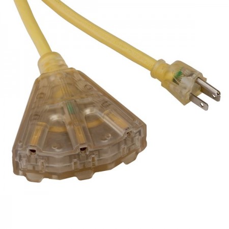 Bayco 25 Foot Triple-Tap 14/3 Pro Extension Cord With Lighted End (SL-740L)