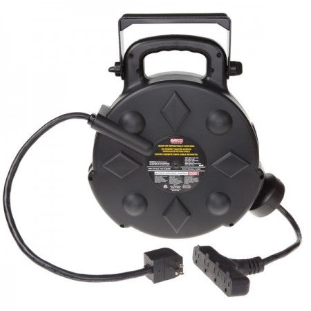 Bayco Professional Quad-Tap Extension Cord-50 Foot 12/3 On Retractable Reel (SL-8906)
