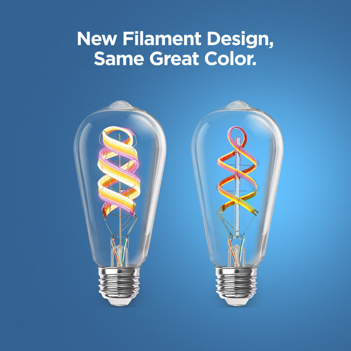 Feit Electric [60W Equivalent] ST21 E26 Base Dimmable Color Changing Spiral Filament Vintage Decorative Smart Wi-Fi LED Light Bulb (ST2160/RGBW/FIL/AG)