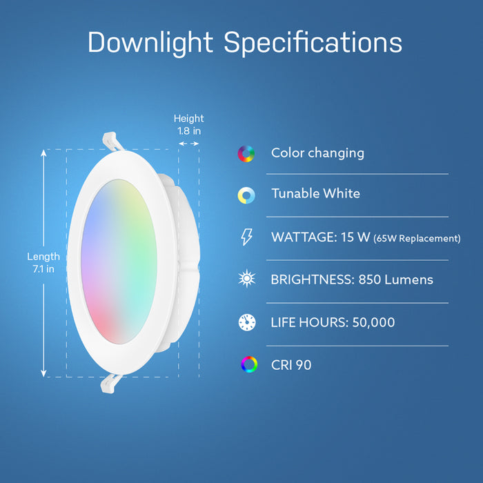 Feit Electric 6 Inch Tethered J-Box Alexa Google Smart Recessed LED Downlight 4-Pack (LEDR6XT/RGBW/CA/AG/4)