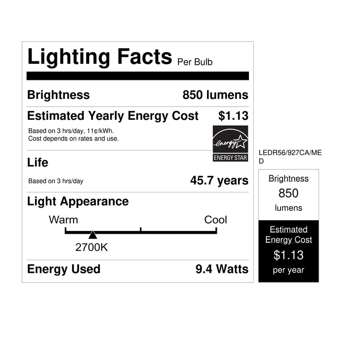 Feit Electric 9.4W Soft White 2700K Retro Dimmable Enhance Instatrim LED Light Bulb (LEDR56/927CA/MED)