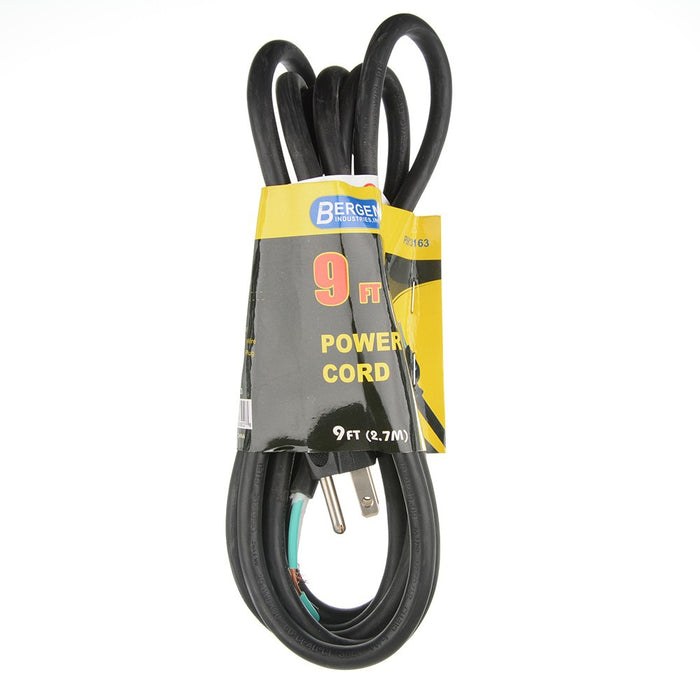 Bergen Power Supply SJTW Black 9 Foot 16/3 13A Straight Plug (PS913163)