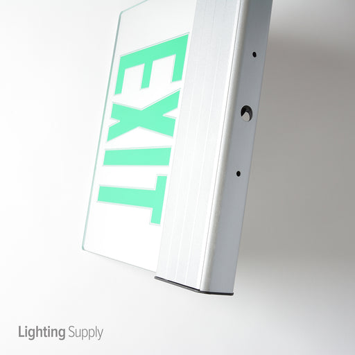 Best Lighting Aluminum LED Single Faced Clear Edge Lit Exit Sign With Green Letters-AC Only (ELXTEU1GMA)