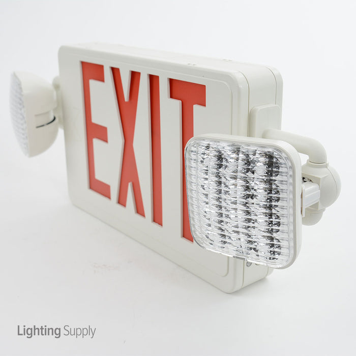 Best Lighting LED Double Faced White Exit/Emergency Combination With Red Letters Remote Head Capable LED Lamp Heads Battery Backup (LEDCXTEU2RW-RC)