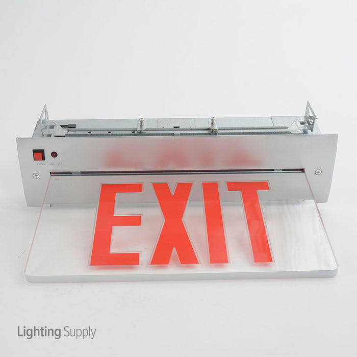 Best Lighting Products LED Single Faced Mylar Mirrored Recessed Edge Lit Exit Sign With Red Letters Battery Backup (RELZXTE1RMAEM)