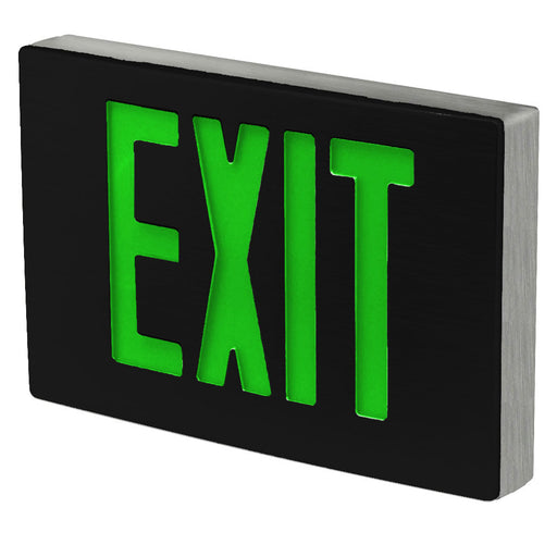 Best Lighting Products Die-Cast Aluminum Exit Sign Double Face Green Letters Aluminum Housing Black Face Panel AC Only No Self-Diagnostics Dual Circuit With 120V Input No (KXTEU2GAB2C-120-USA)