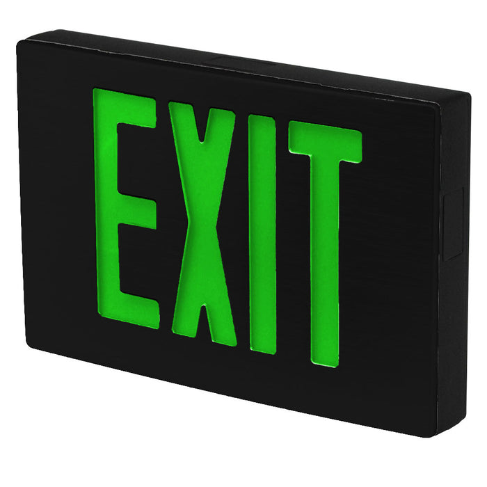 Best Lighting Products Die-Cast Aluminum Exit Sign Universal Single/ Double Face Green Letters Black Housing/Face AC Only No Self-Diagnostics Dual Circuit 120V (KXTEU3GBB2C-120-TP-USA)