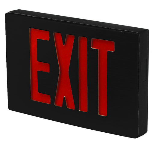 Best Lighting Products Die-Cast Aluminum Exit Sign Universal Single/Double Face Red Letters Black Housing Black Face (Requires Emergency Battery Backup) Dual Circuit 277V (KXTEU3RBBSDT2C-277-TP-USA)