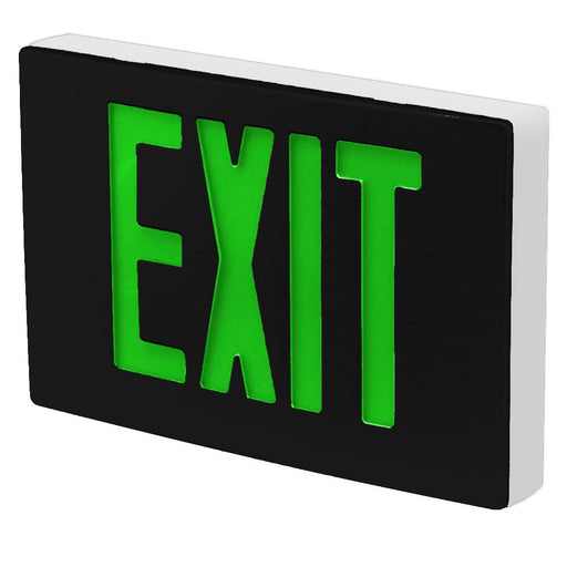 Best Lighting Products Die-Cast Aluminum Exit Sign Universal Single/ Double Face Green Letters White Housing Black Face AC Only No Self-Diagnostics Dual Circuit 277V (KXTEU3GWB2C-277-TP-USA)