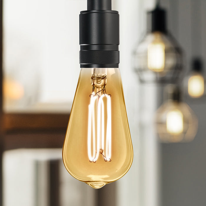 Feit Electric 3.8W [40W Equivalent] ST19 E26 Base Dimmable Exposed Thin Filament Amber Glass Vintage Edison LED Light Bulb Warm Light 2-Pack (ST1940/VG/TFIL/2)