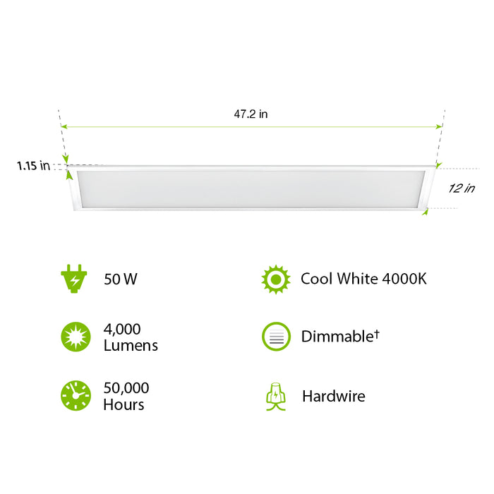 Feit Electric 1X4 Foot 50W Cool White 4000K Dimmable LED Flat Panel Ceiling Light (FP1X4/840/WH)