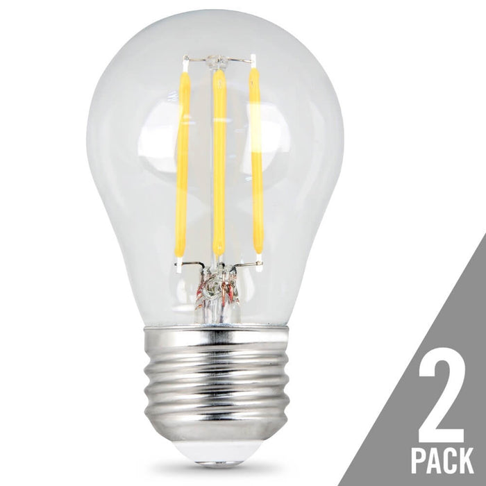 Feit Electric A15 Filament LED 40W Equivalent Dimmable Frost Medium Base 300Lm 2700K Bulb 2-Pack (BPA1540/F/827/LED/2)