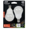 Feit Electric A15 LED 60W Equivalent Dimmable Clear Intermediate Base 750Lm 90 CRI 2700K Bulb 2-Pack (BPA1560N/927CA/2)