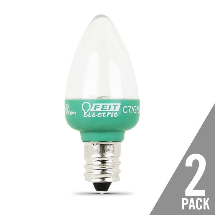 Feit Electric LED Green Nightlight Replacement Bulbs 2-Pack (BPC7/G/LEDG2/2)