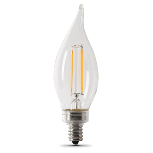 Feit Electric 500Lm 5000K Dimmable Flame Tip Filament LED Bulb 5.5W 120V 2-Pack (BPCFC60950CAFIL/2/RP)