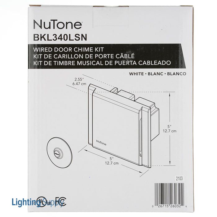 Broan-NuTone Line Voltage Wired Doorbell With LED Lighted Satin Nickel Stucco Pushbutton Builder Kit (BKL340LSN)