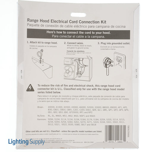 Broan-NuTone Power Cord Kit On Individual Display Card (HCK44)