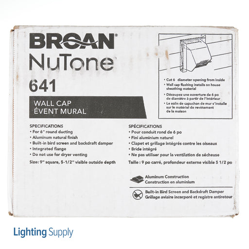 Broan-NuTone Wall Cap Aluminum 6 Inch Round Duct. (641)
