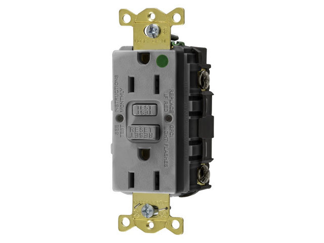 Bryant 15A Commercial Hospital Grade Self-Test Ground Fault Receptacle Gray (GFST82GY)