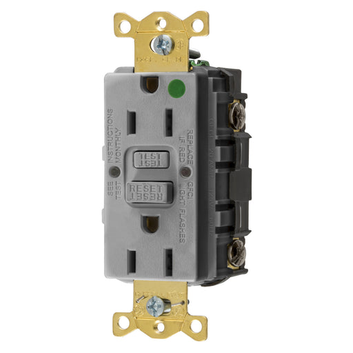 Bryant 15A Commercial Hospital Grade Self-Test Ground Fault Receptacle Gray (GFST82GY)
