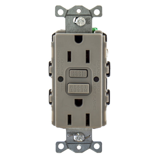 Bryant 15A Commercial Self-Test Ground Fault Receptacle Gray (GFRST15GY)