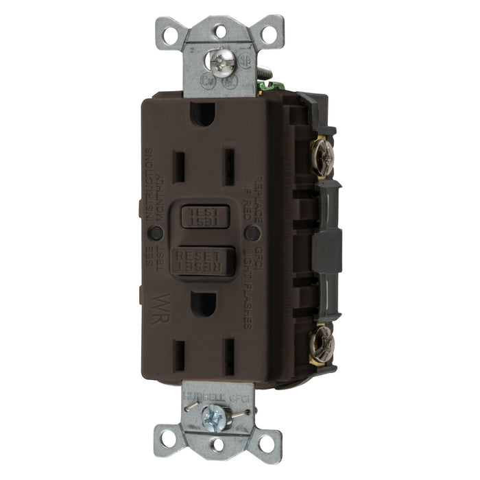 Bryant 15A Commercial Self-Test Weather Resistant Ground Fault Receptacle Brown (GFWRST15)