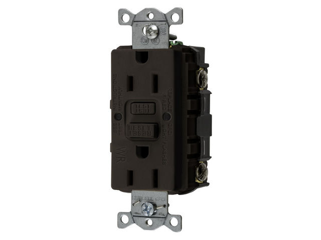 Bryant 15A Commercial Self-Test Weather Resistant Ground Fault Receptacle Brown (GFWRST15)