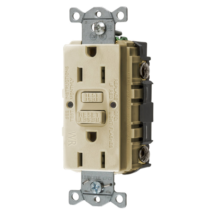 Bryant 15A Commercial Self-Test Weather Resistant Ground Fault Receptacle Ivory (GFWRST15I)