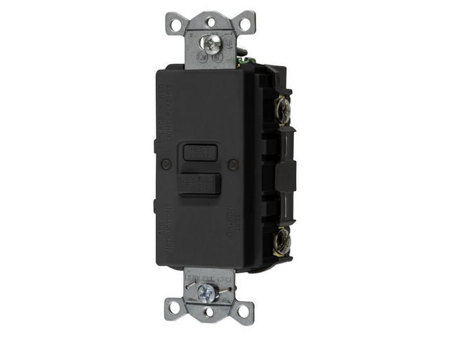 Bryant 20A Commercial Self-Test Faceless Ground Fault Receptacle Black (GFBFST20BK)