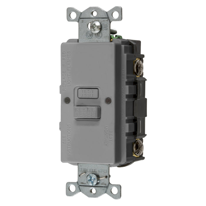 Bryant 20A Commercial Self-Test Faceless Ground Fault Receptacle Gray (GFBFST20GY)