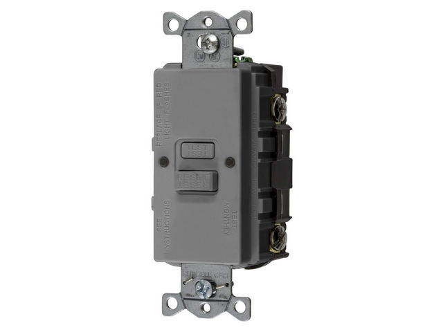 Bryant 20A Commercial Self-Test Faceless Ground Fault Receptacle Gray (GFBFST20GY)