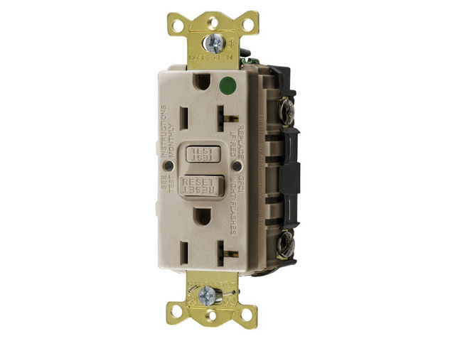 Bryant 20A Commercial Hospital Grade Self-Test Ground Fault Receptacle Almond (GFST83AL)