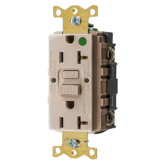 Bryant 20A Commercial Hospital Grade Self-Test Ground Fault Receptacle Almond (GFST83AL)