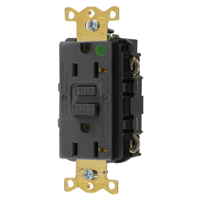 Bryant 20A Commercial Hospital Grade Self-Test Ground Fault Receptacle Black (GFST83BK)